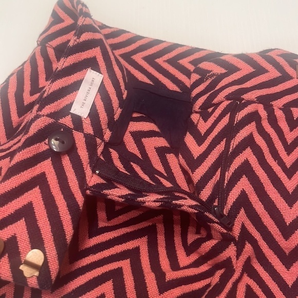 Ann Taylor LOFT The Riviera Shorts size 2 Coral pink Navy Chevron Stripe cotton - Picture 8 of 11